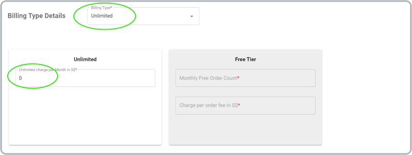 Billing type details
