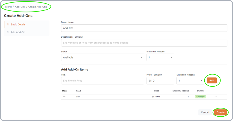 Creating an Add-on group