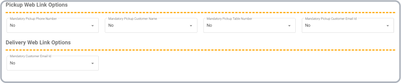 Pickup Web Link Options &amp; Delivery Web Link Options